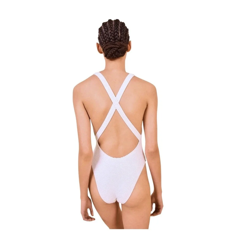 New ULLA Johnson Kaia One Piece Swimsuit Women's Medium High Cut Beach Vacation